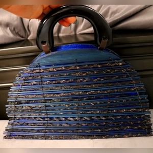 Summer Blue Wooden Purse